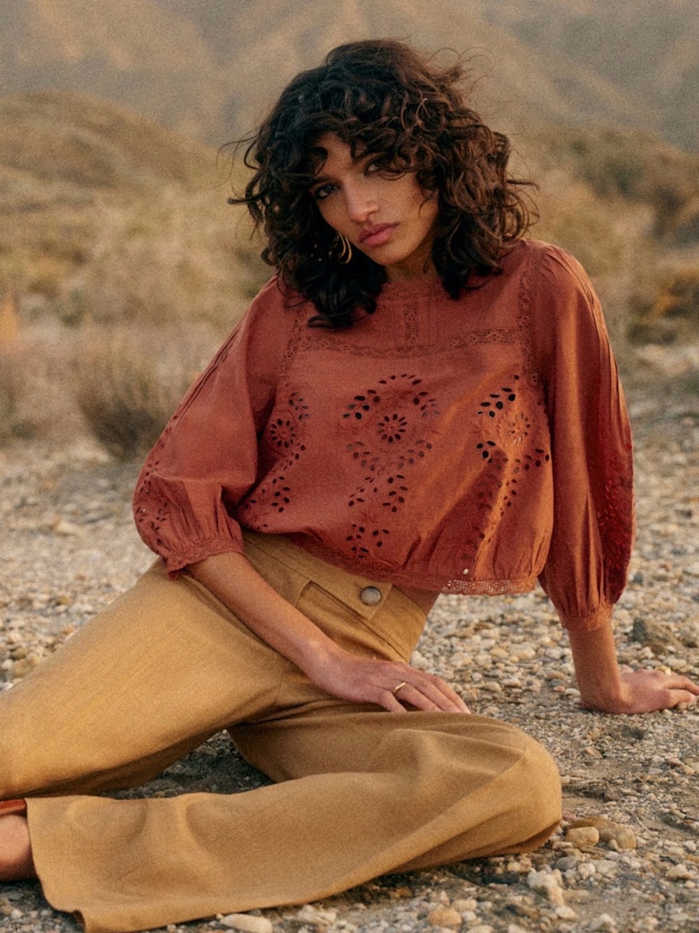 Sézane new with tags nwt Enea terracotta rust blouse size 40 or 8